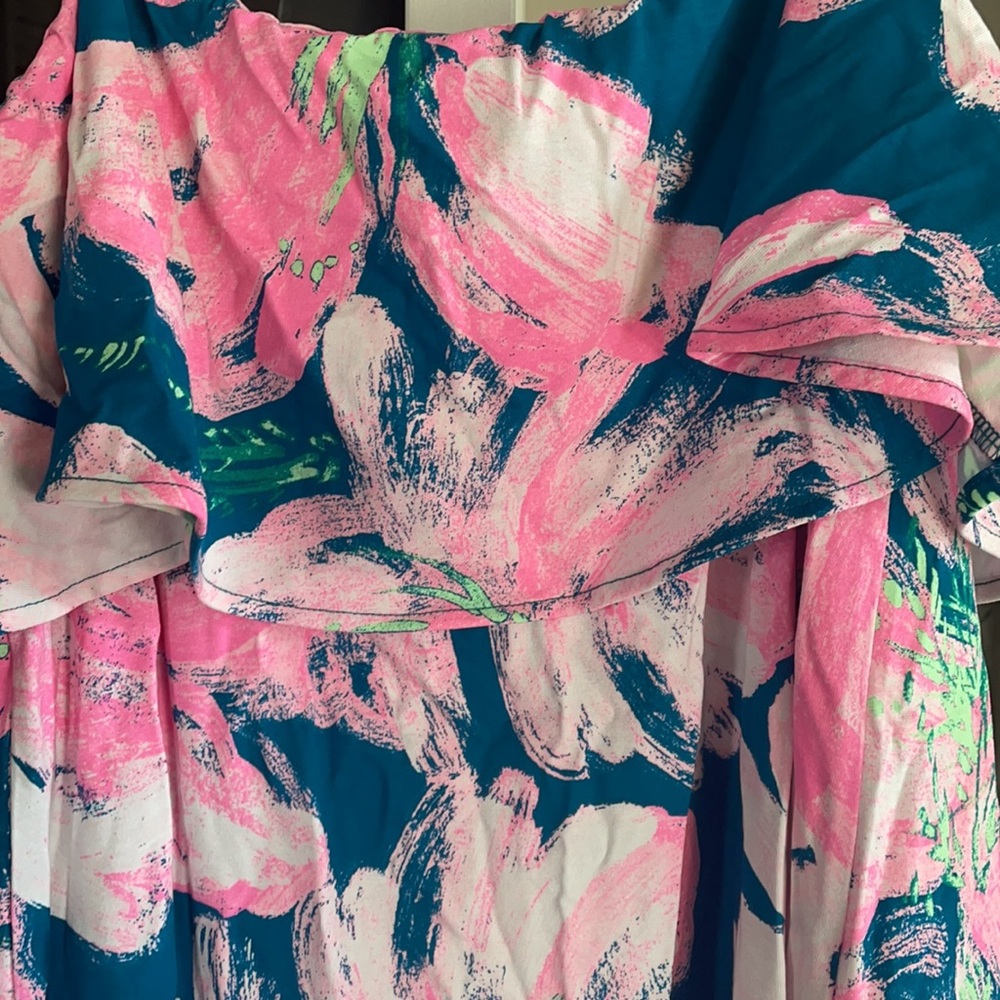 Lilly Pulitzer Pink & Blue Floral Ruffle Sundress - Picture 2 of 3